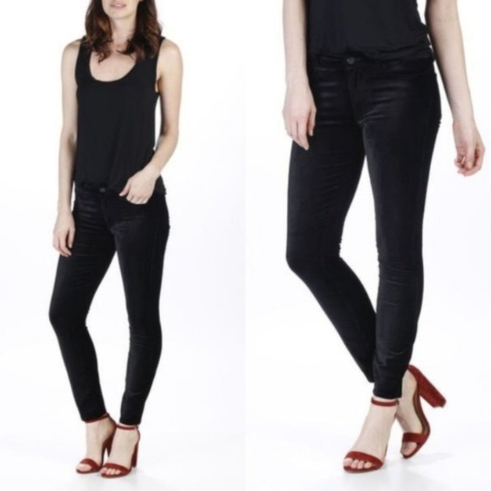 Paige Black Velvet Verdugo Ankle Skinny Pants D30